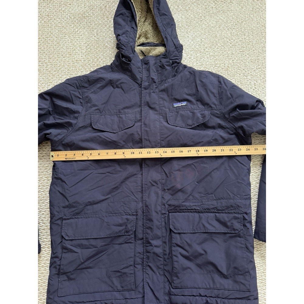 mens patagonia isthmus parka large Hoodie‎ Navy Jacket Sherpa - Picture 7 of 10